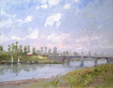 風景 Painting - 川岸の自然風景